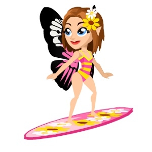 Rose Butterfly Pixie Surfer